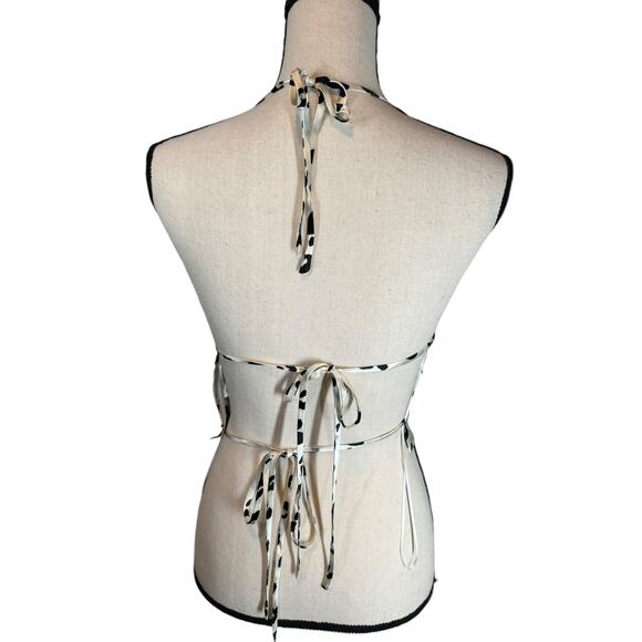 NWT Reformation Wade Silk Leopard Print Open Back Halter Top Medium Cream Black - Picture 7 of 11